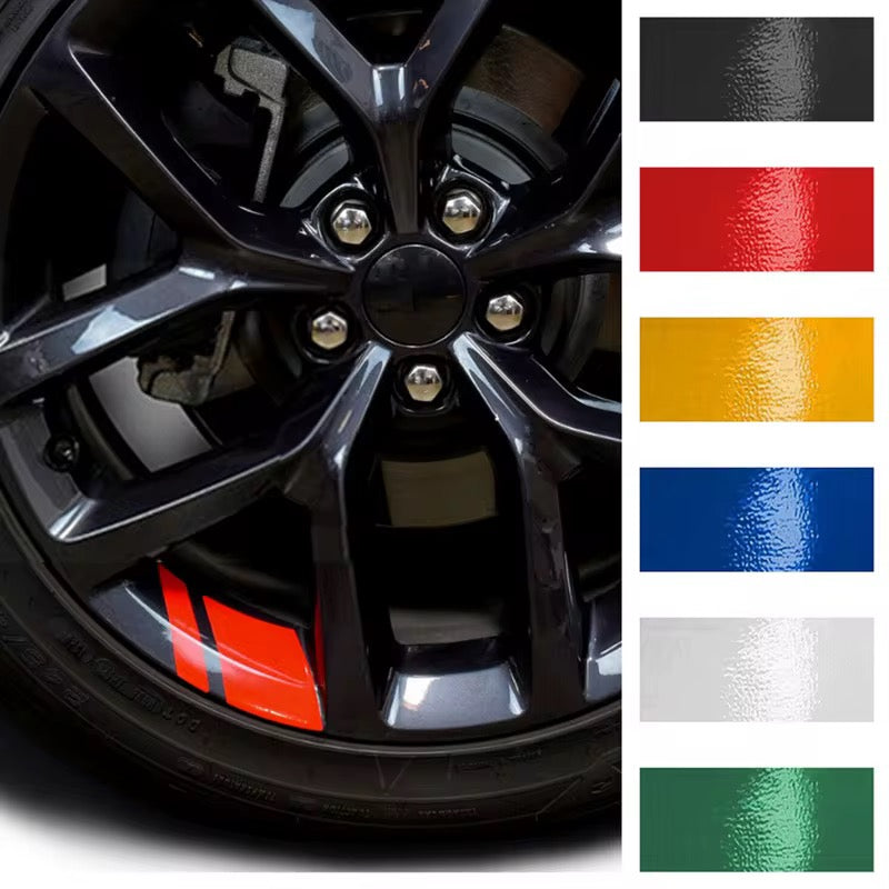 UNIVERSAL CAR WHEEL RIM REFLECTIVE STICKER DECORATIONS.