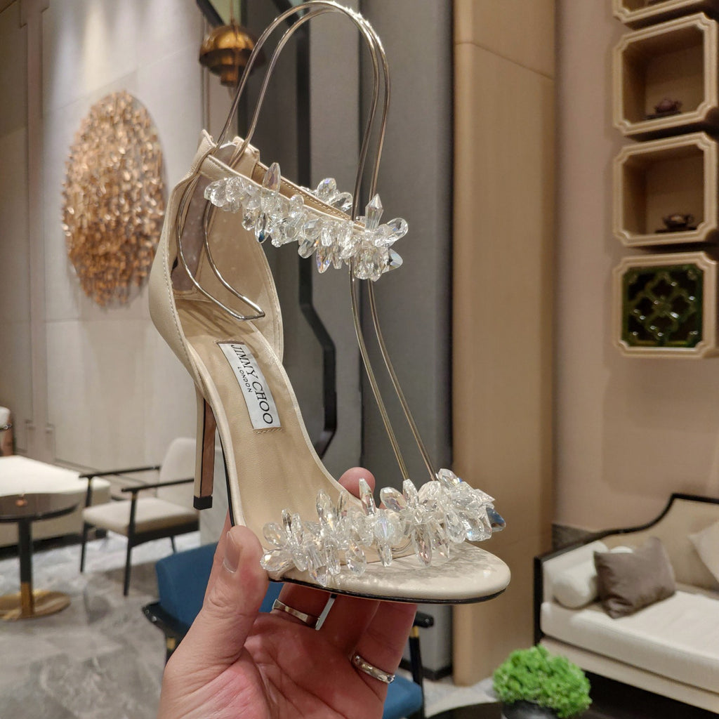 JIMMY CHOO MAISEL CRYSTALS EMBELLISHED HEELS