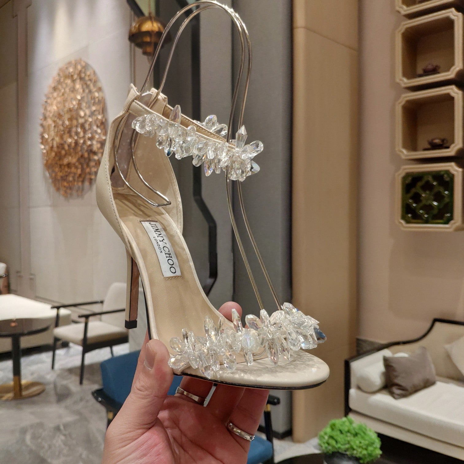 JIMMY CHOO MAISEL CRYSTALS EMBELLISHED HEELS