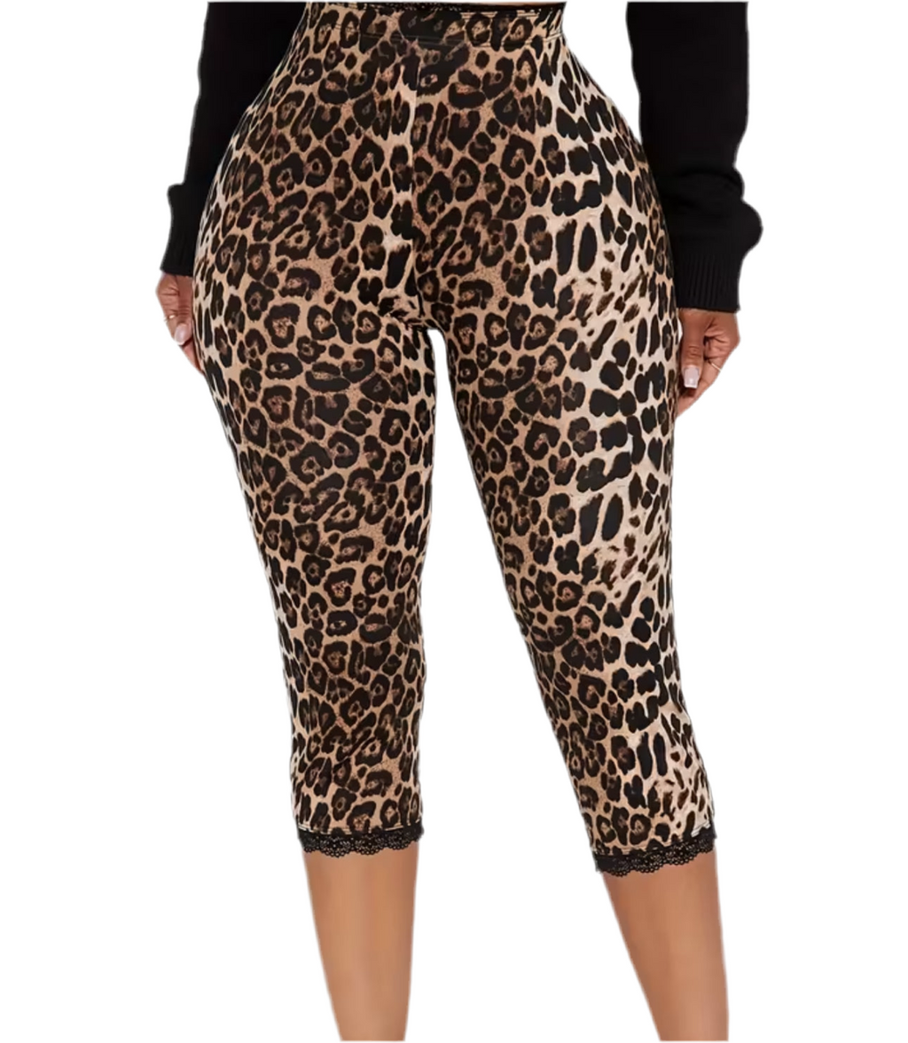 STACY CHEETAH PRINT HIGH WAISTED CUFFED LEGGINGS