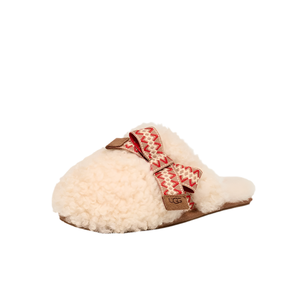 FURRY HEEL SLIDE BRAID SLIPPERS
