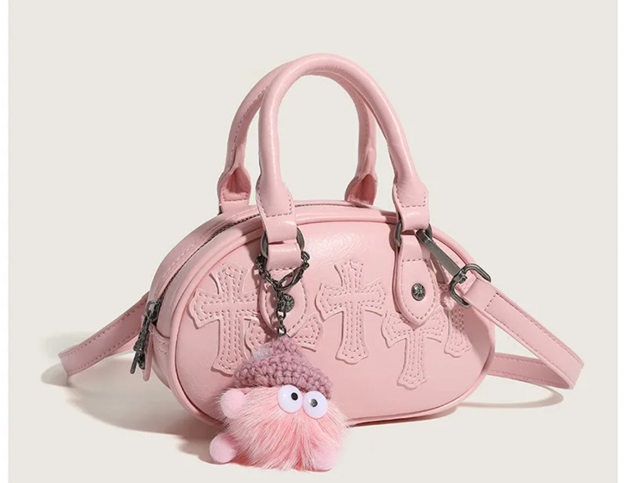 STACY CHROME HEARTS NUDE BAG