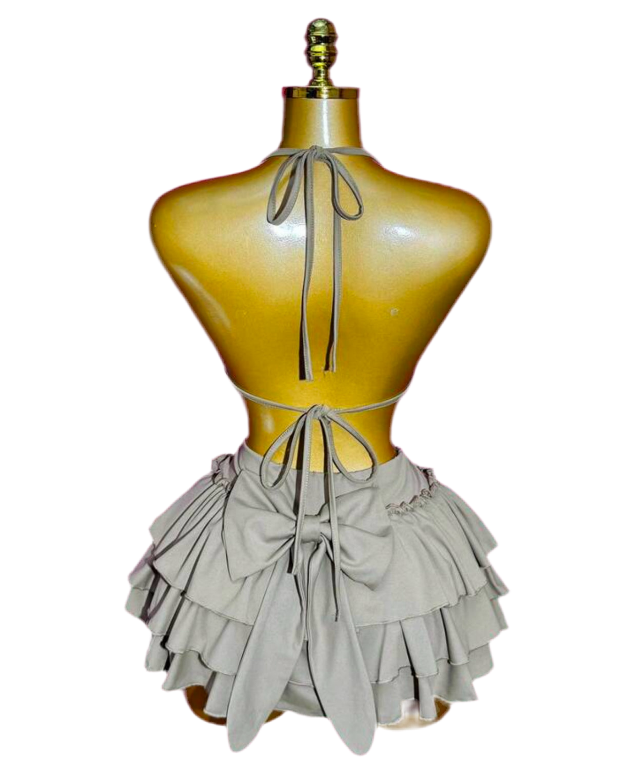 DIANA HALTER TOP AND RUFFLED MINI SKIRT TWO PIECE GREY SET