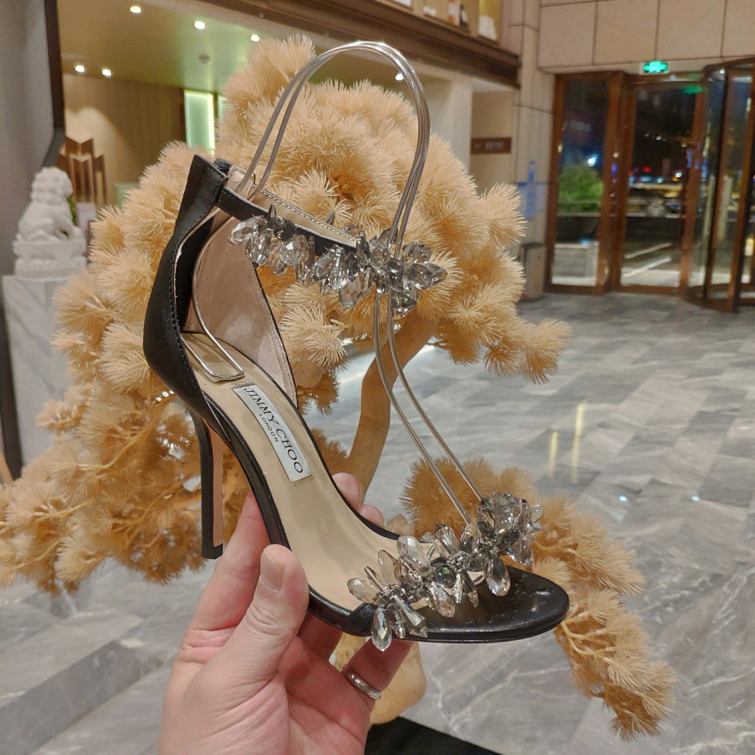 JIMMY CHOO MAISEL CRYSTALS EMBELLISHED HEELS
