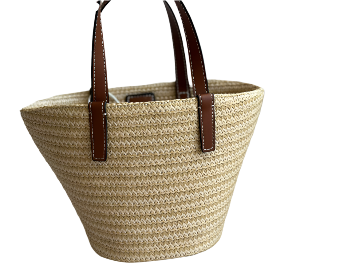 TEEN CELINE CLASSIC PANIER IN PALM LEAVES AND CALF SKIN.