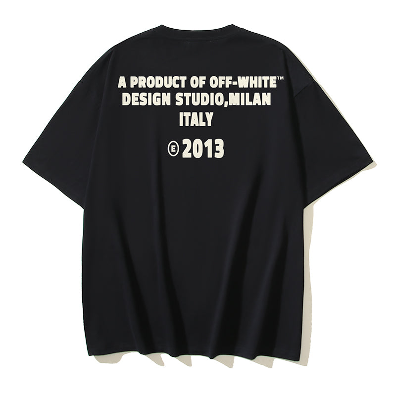 OFF WHITE CRYSTAL EMBELLISHED LOGO TEE
