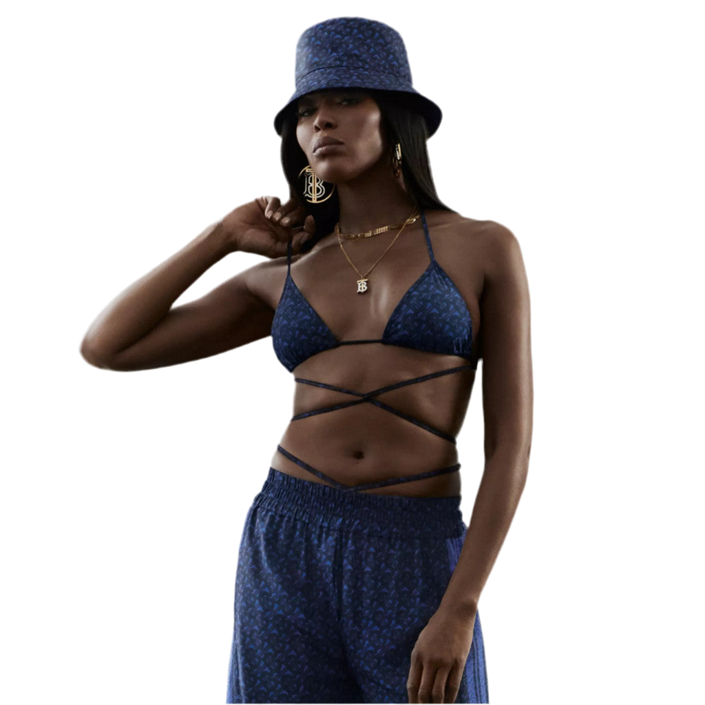 BURBERRY TB SUMMER MONOGRAM NAVY TWO PIECE BIKINI