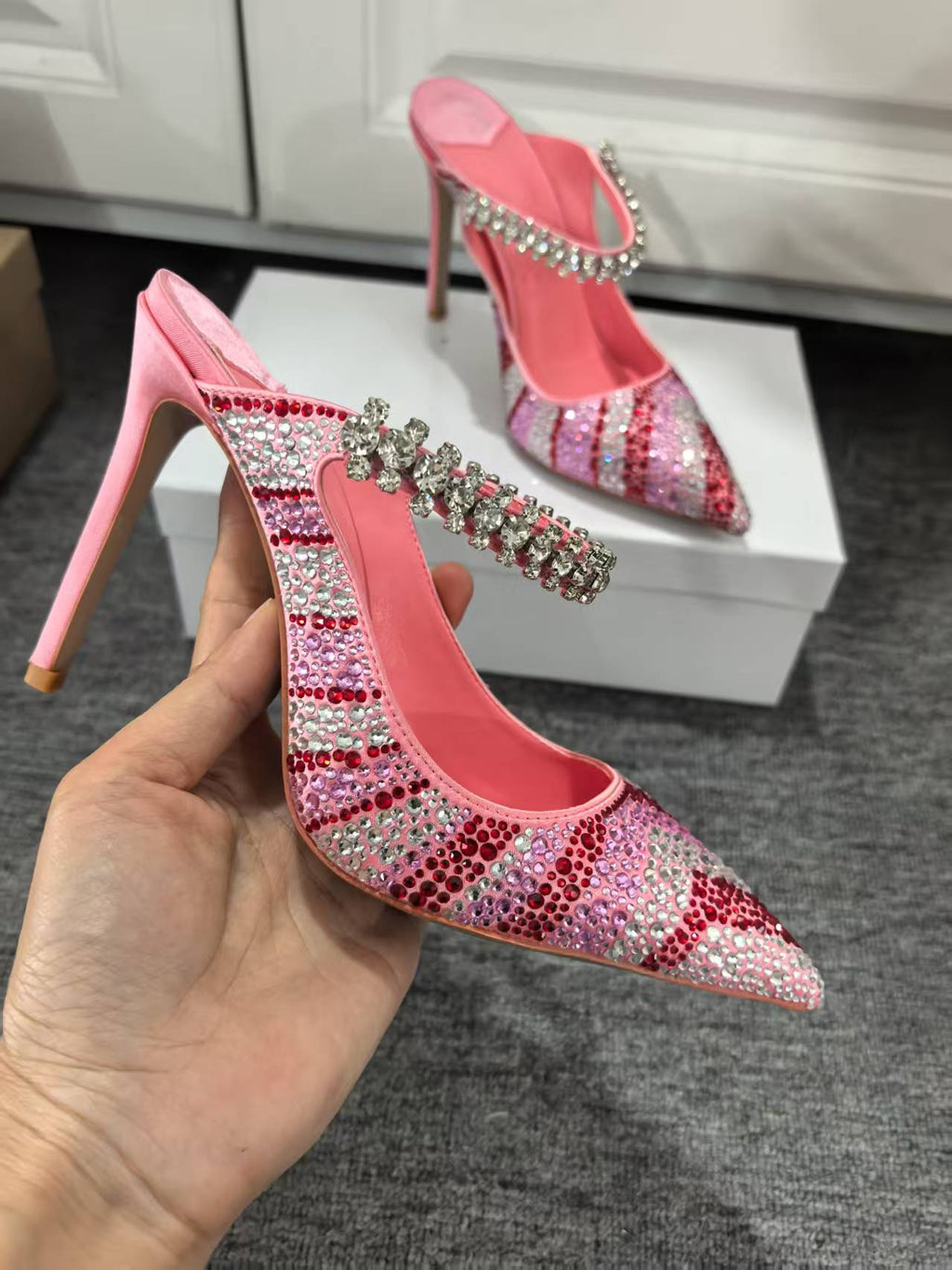 JIMMY CHOO CANDY PINK MIX SATIN PUMPS