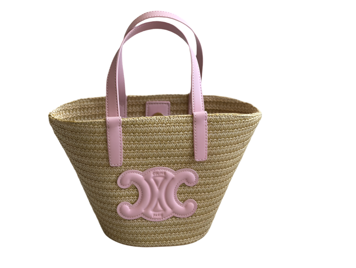 TEEN CELINE CLASSIC PANIER IN PALM LEAVES AND CALF SKIN.