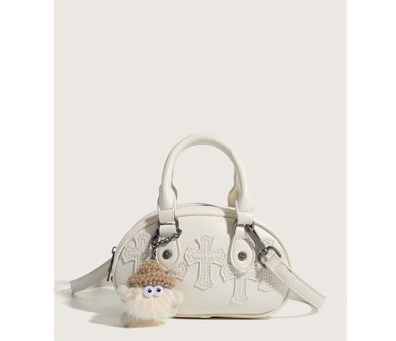 STACY CHROME HEARTS NUDE BAG