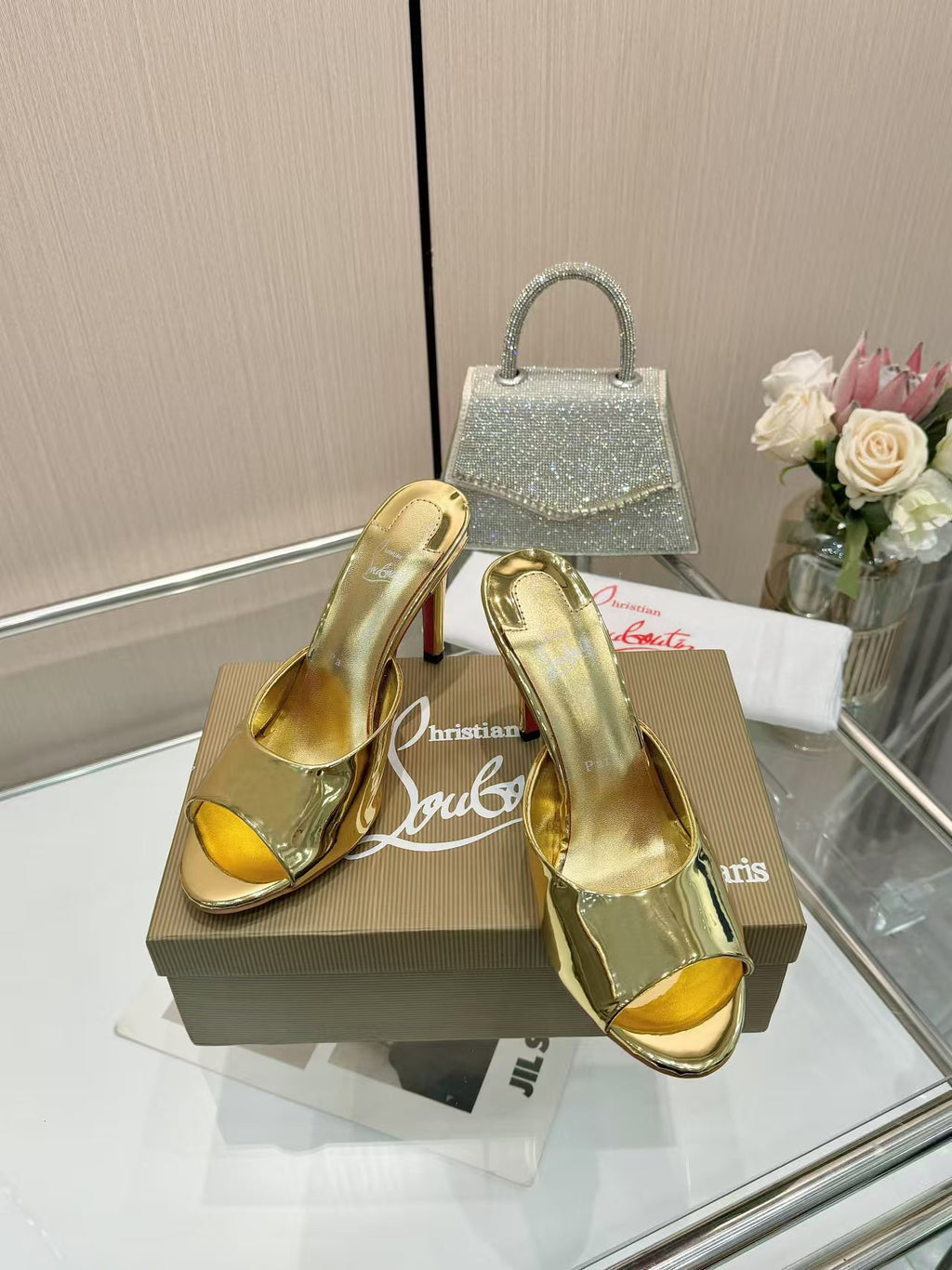 CHRISTIAN LOUBOUTIN ME DOLLY 100 PATENT HEELS