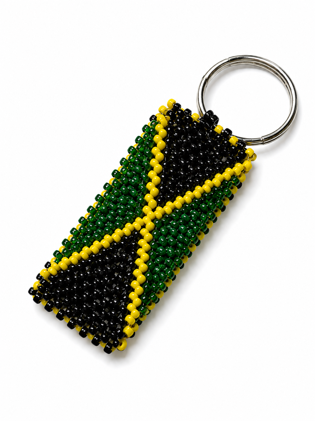Jamaican Handmade Beaded Keychain.