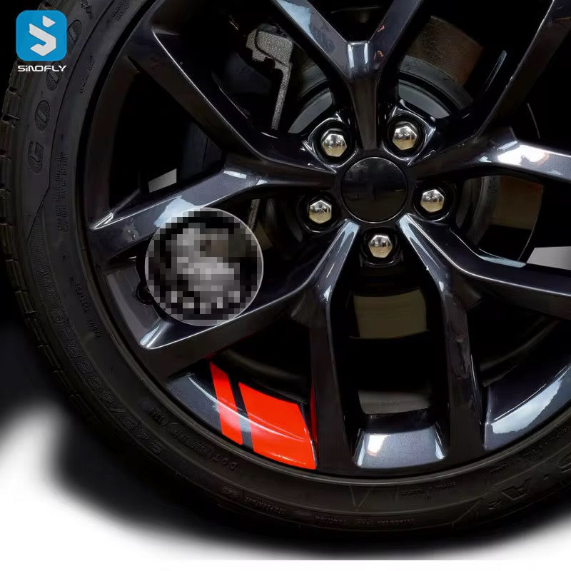 UNIVERSAL CAR WHEEL RIM REFLECTIVE STICKER DECORATIONS.