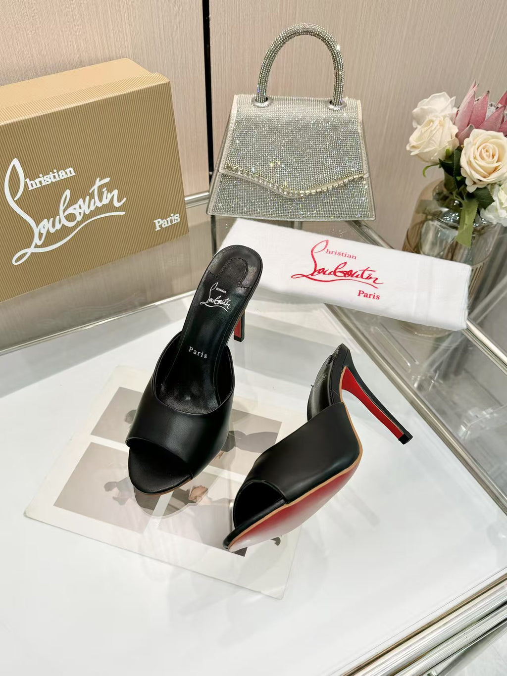 CHRISTIAN LOUBOUTIN ME DOLLY 100 PATENT HEELS