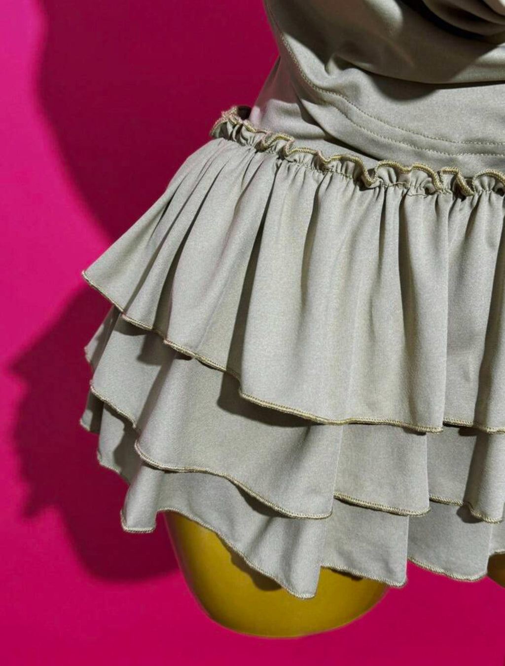 DIANA HALTER TOP AND RUFFLED MINI SKIRT TWO PIECE GREY SET