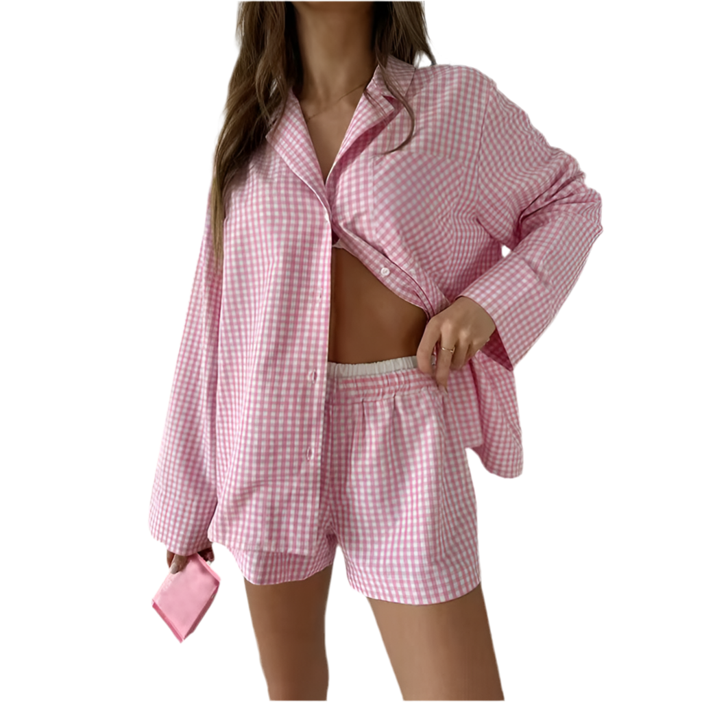 LAZY DAY CHECKERED PAJAMA SET