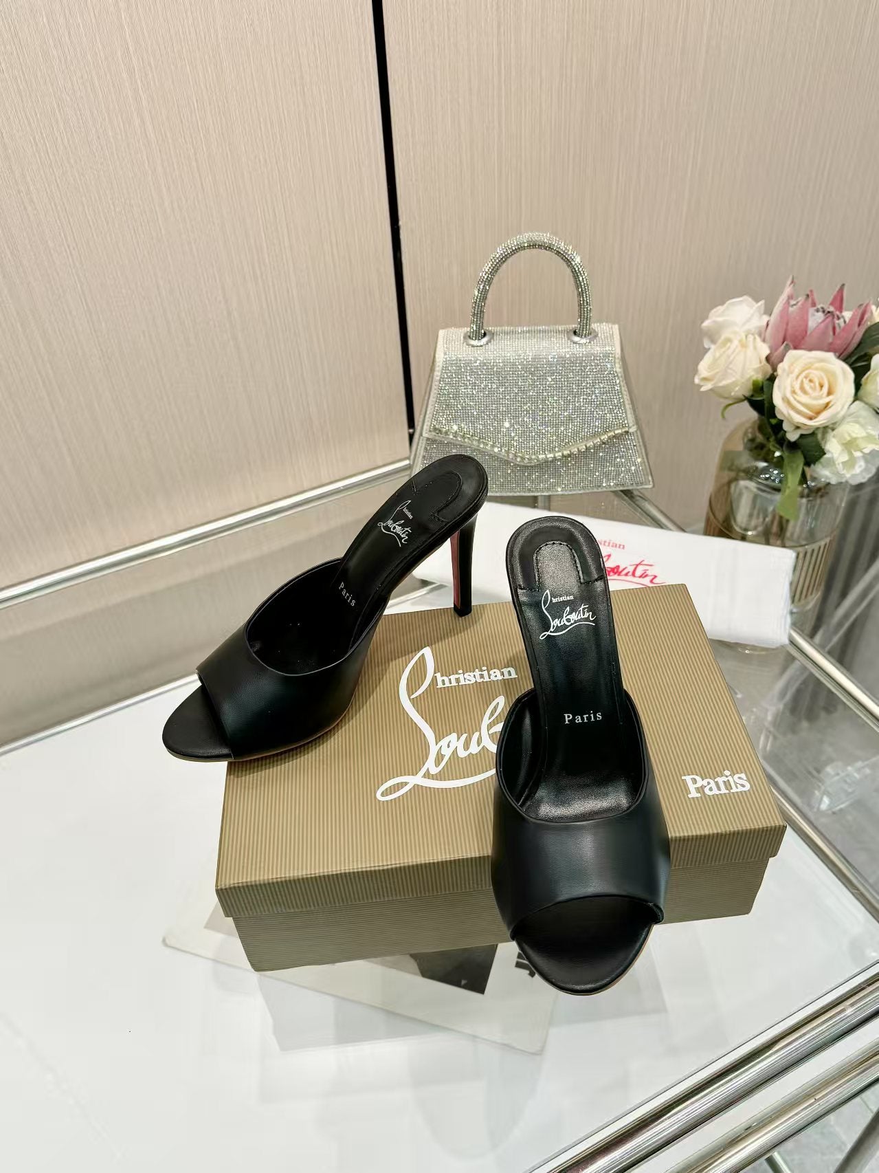CHRISTIAN LOUBOUTIN ME DOLLY 100 PATENT HEELS