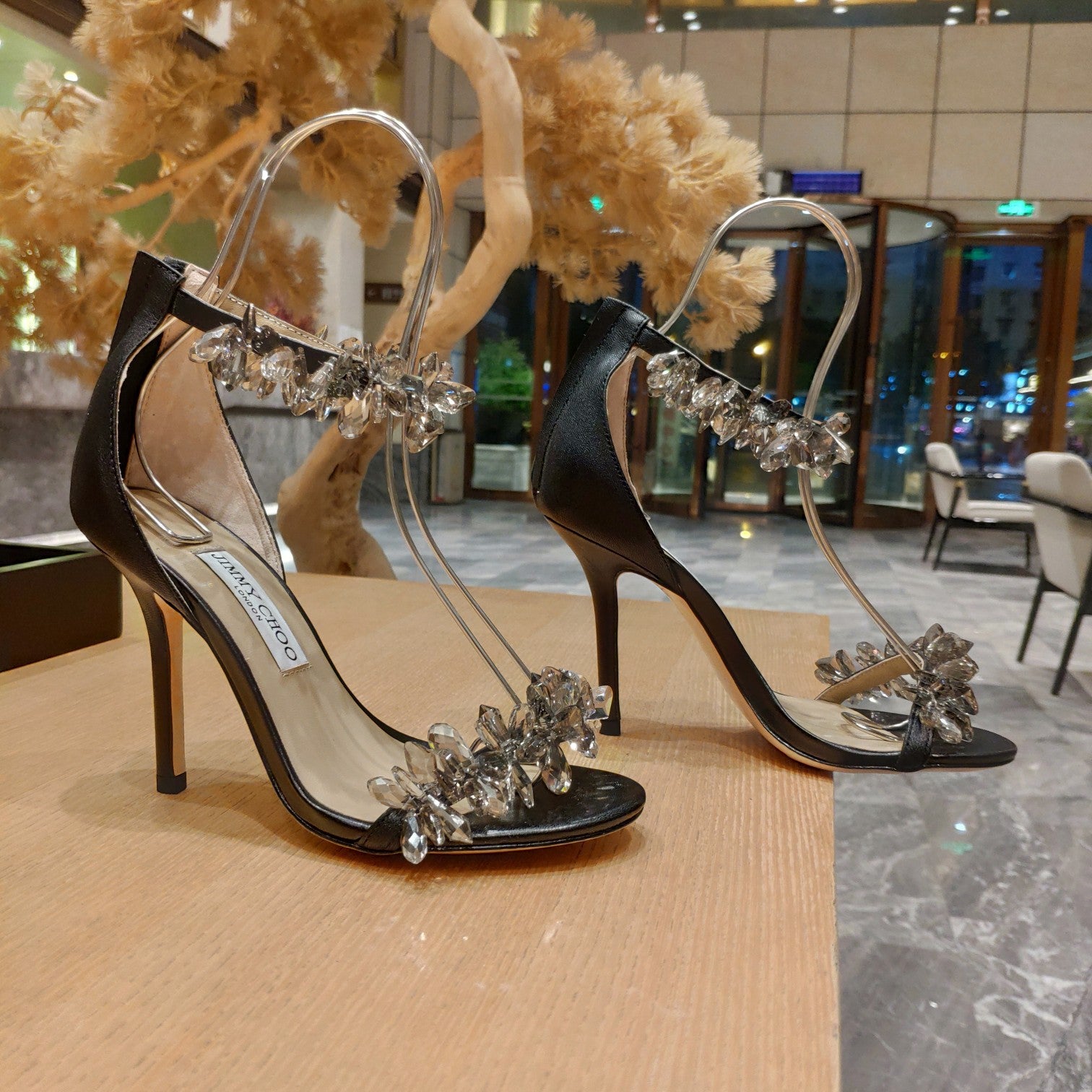 JIMMY CHOO MAISEL CRYSTALS EMBELLISHED HEELS
