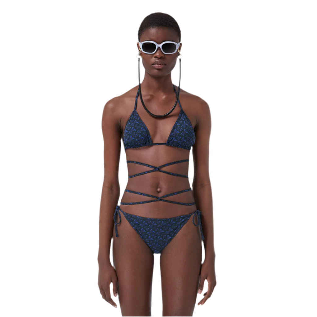 BURBERRY TB SUMMER MONOGRAM NAVY TWO PIECE BIKINI
