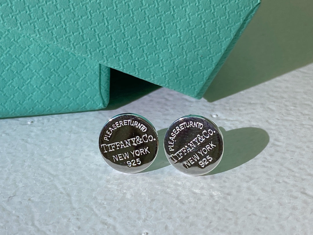 RETURN TO TIFFANY ROUND SILVER EAR RINGS
