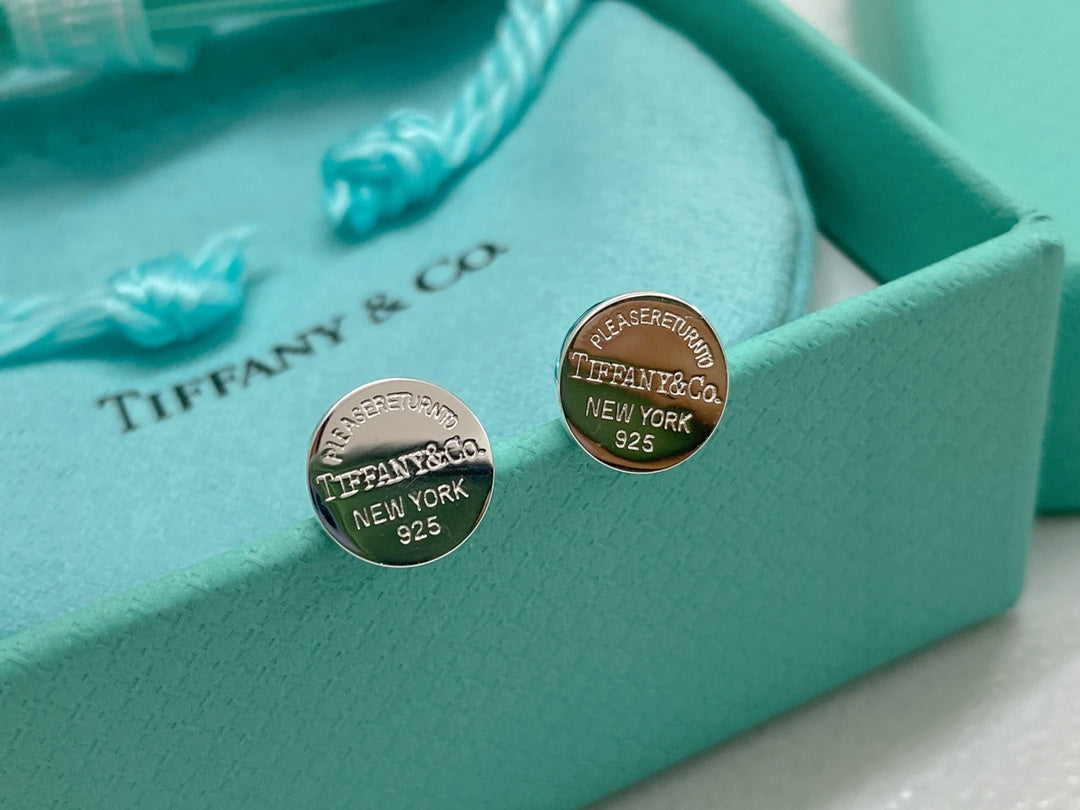 RETURN TO TIFFANY ROUND SILVER EAR RINGS