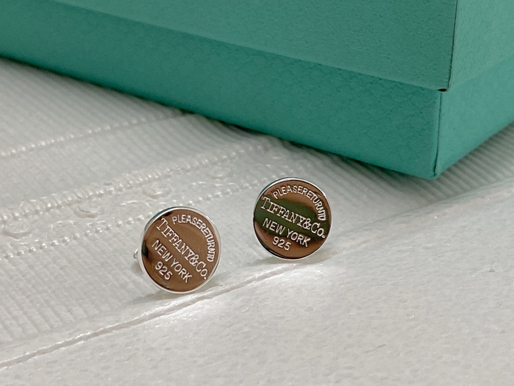 RETURN TO TIFFANY ROUND SILVER EAR RINGS