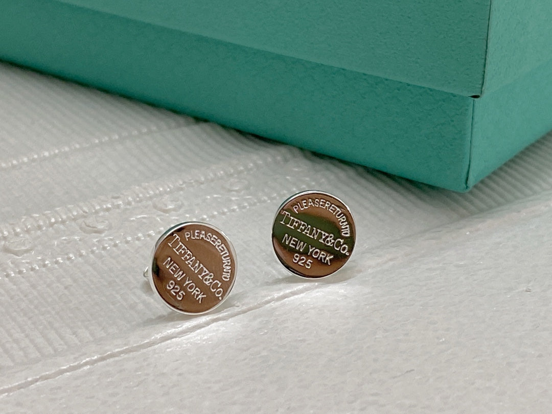RETURN TO TIFFANY ROUND SILVER EAR RINGS