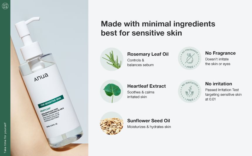 Anua Heartleaf Pore Cleansing Oil Mild Sensitive Skin Face Wash.